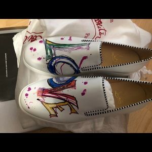 Christian Louboutin White Loubi Love Leather Flats